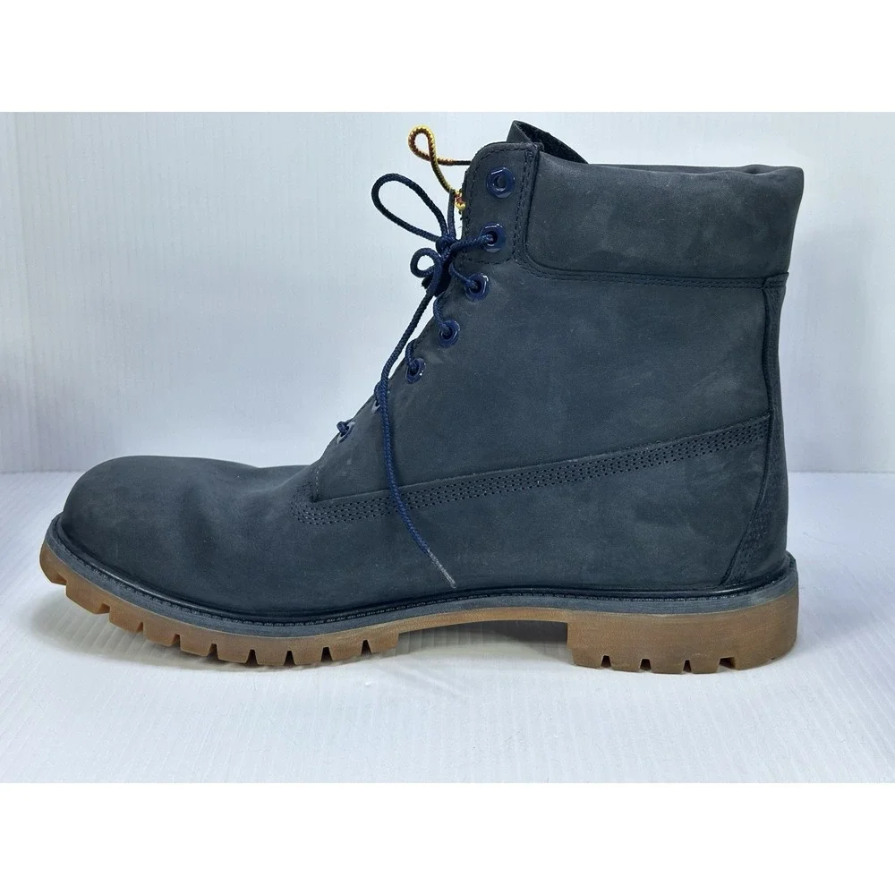 Timberland 6in Premium Waterproof Boots Navy Blue Nubuck Leather 6718B Mens 14 M